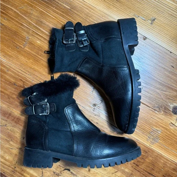 NAPOLEONI Leather Suede Shearling Zip-up Buckled Ankle Boots Made in Italy Sz 36 - Picture 11 of 11